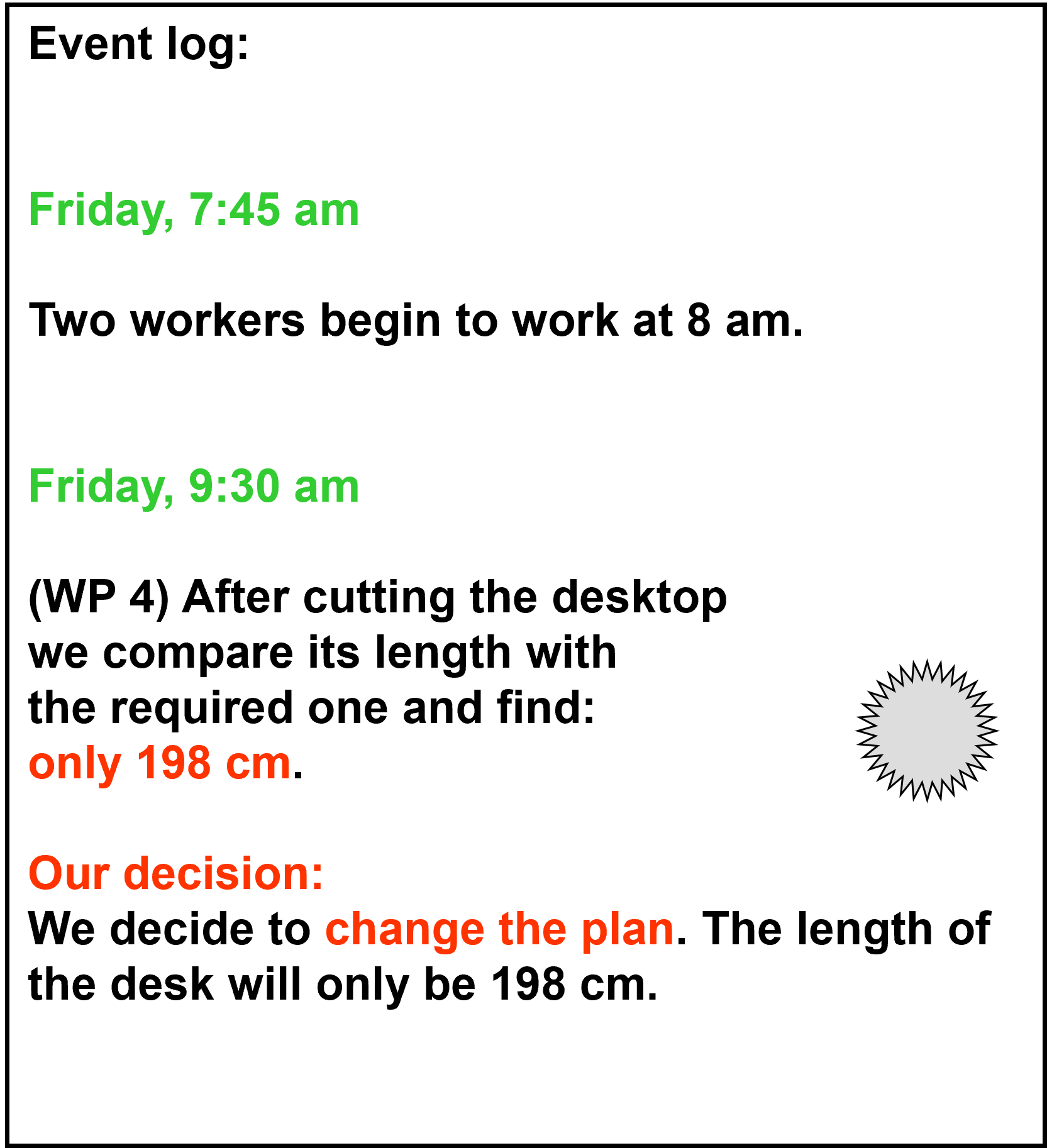 office desk event log